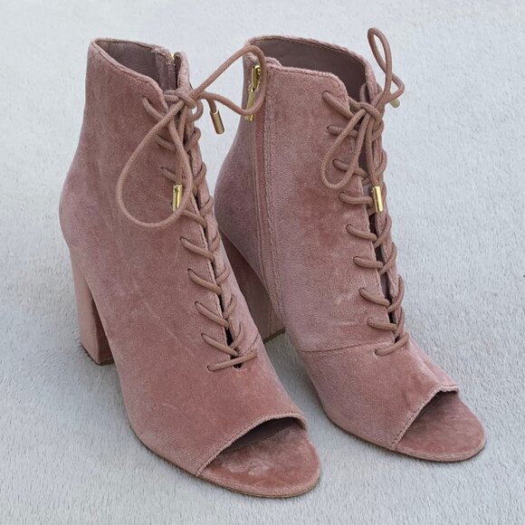 Joie Lakia Velour Peep Toe Heel Booties Sz EU38 NWOT - Picture 6 of 15